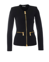  Knitted Jacket with zip in BLACK