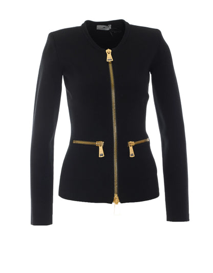  Knitted Jacket with zip in BLACK