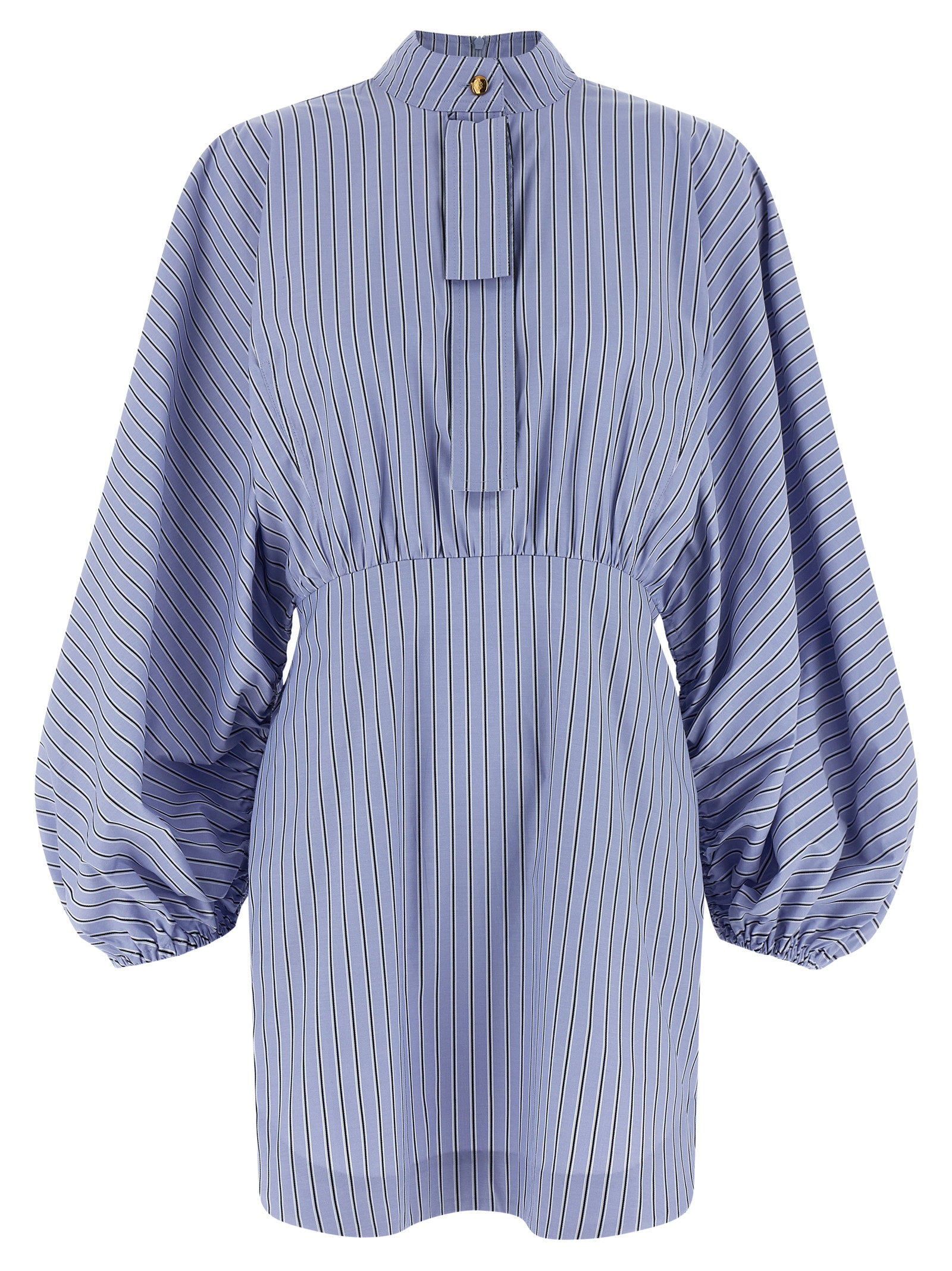 Zimmermann Drawstring Stripe Mini Dress Light blue