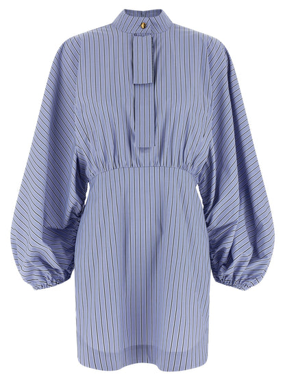 Zimmermann Drawstring Stripe Mini Dress Light blue