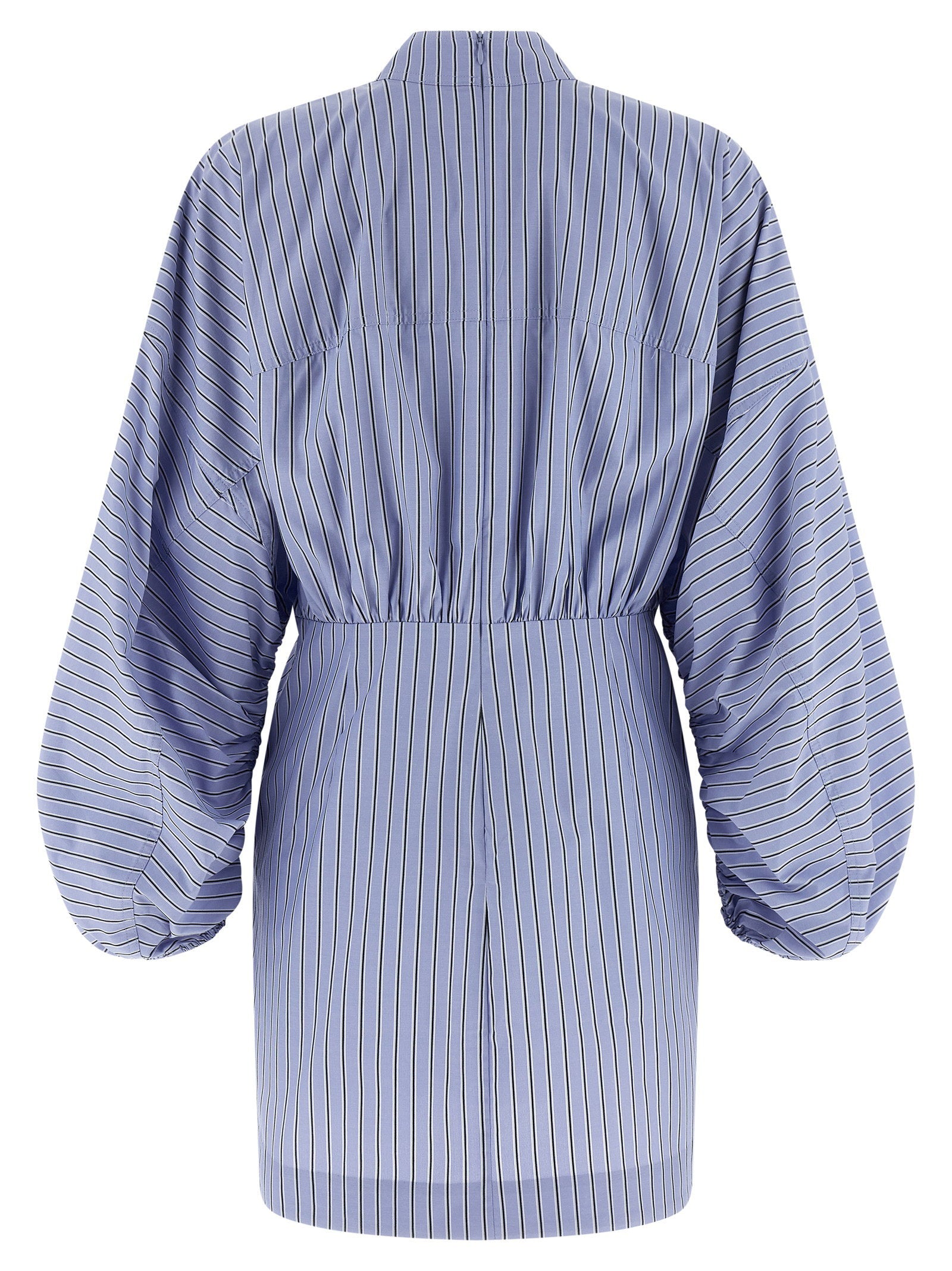 Zimmermann Drawstring Stripe Mini Dress Light blue