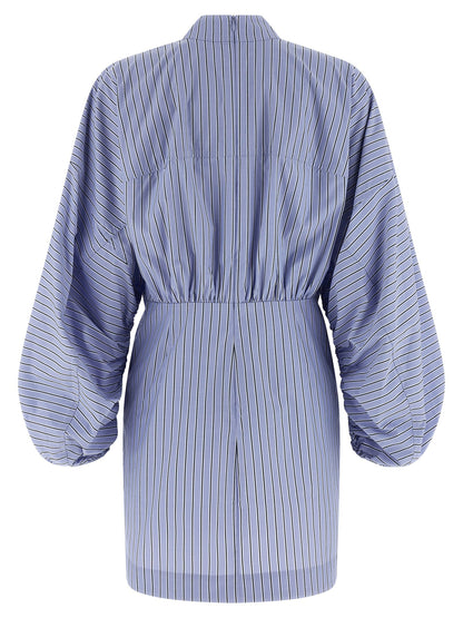 Zimmermann Drawstring Stripe Mini Dress Light blue