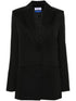 Off White Virgin Wool Embroidered Cuff Blazer Black