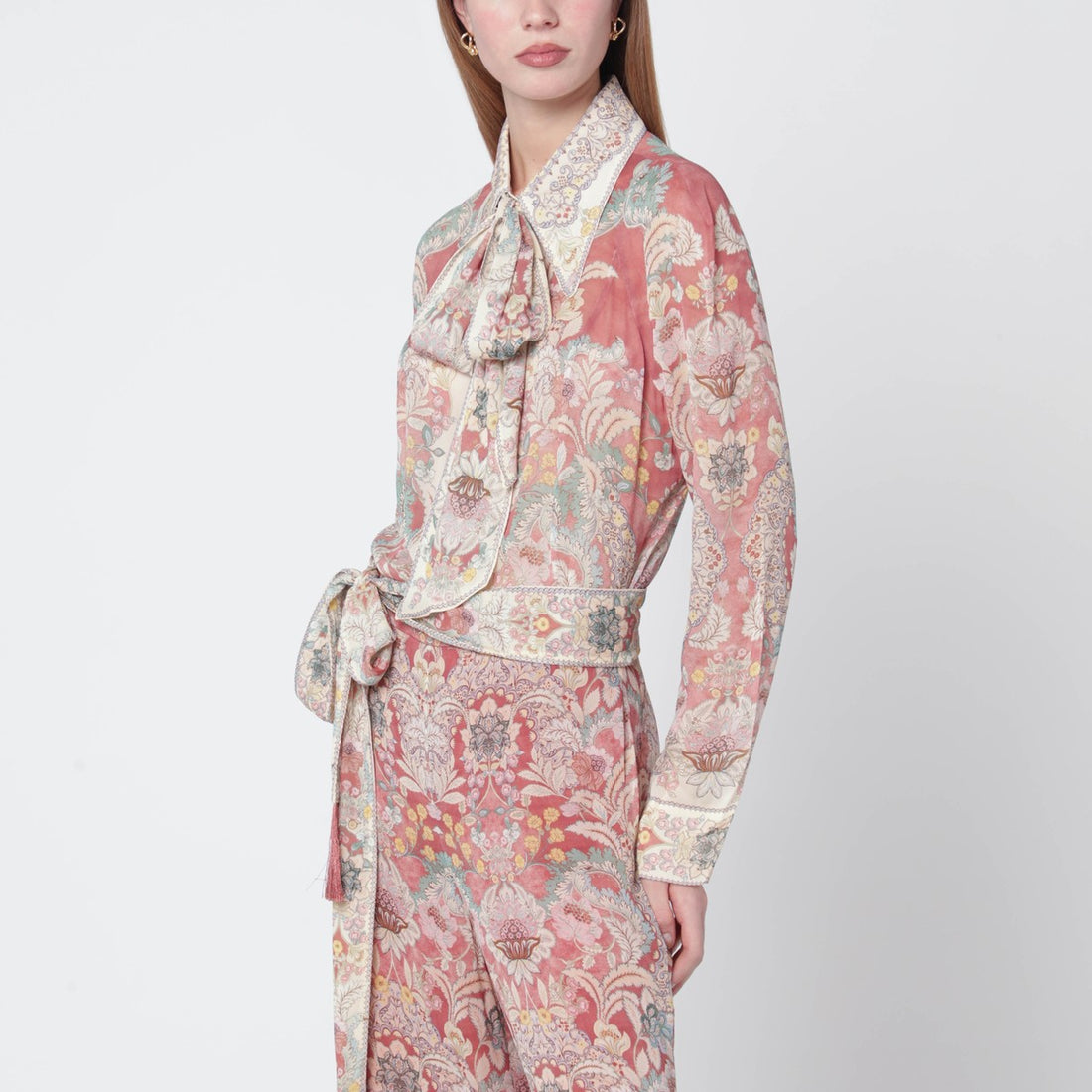 Zimmermann Rebellion Lavallière Floral Shirt Red