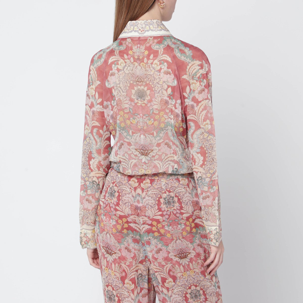 Zimmermann Rebellion Lavallière Floral Shirt Red