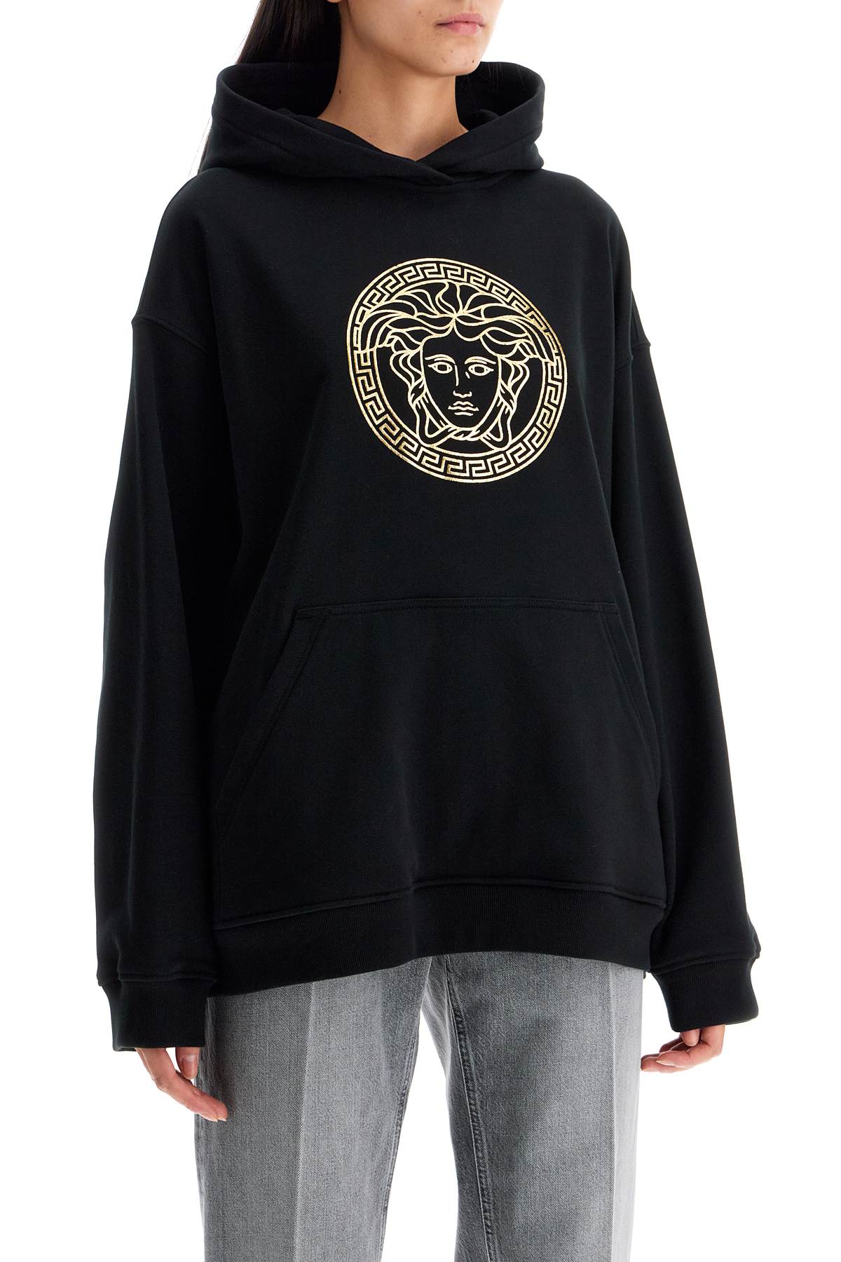 Hooded sweatshirt with medusa motif