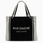 Saint Laurent Rive Gauche Terry Tote Bag in Black and White