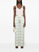 Casablanca High-Waisted Silk Satin Ping Pong Print Trousers Multicolor