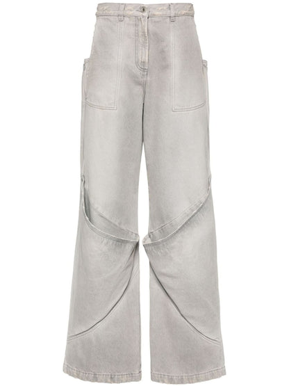 The Attico Wide-Leg Distressed High-Rise Jeans Grey