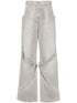 The Attico Wide-Leg Distressed High-Rise Jeans Grey