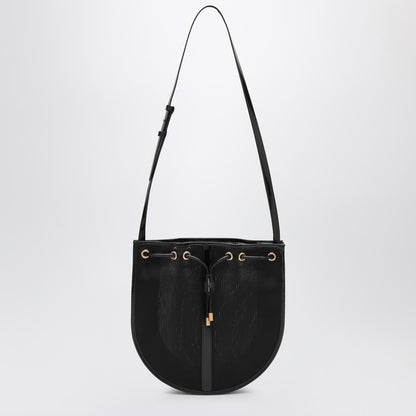 Saint Laurent Black Mesh and Leather Shoulder Bag Black