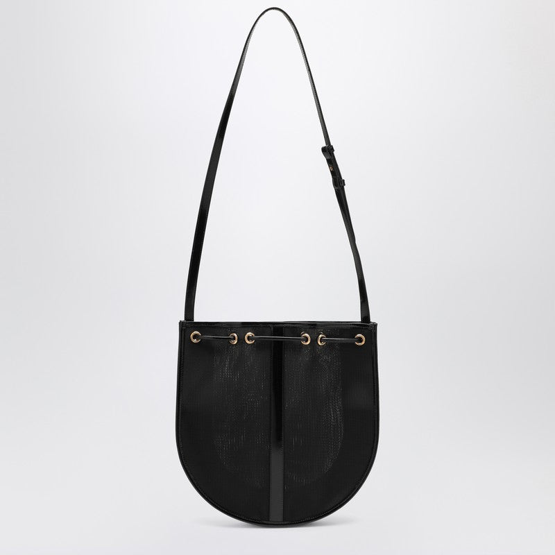 Saint Laurent Black Mesh and Leather Shoulder Bag Black