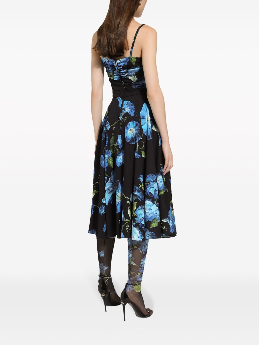 stretch-silk floral print midi dress