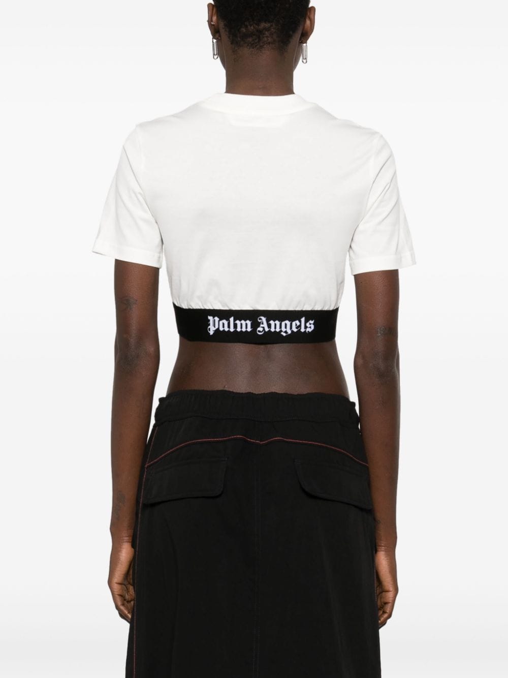 Logo-jacquard cropped T-shirt