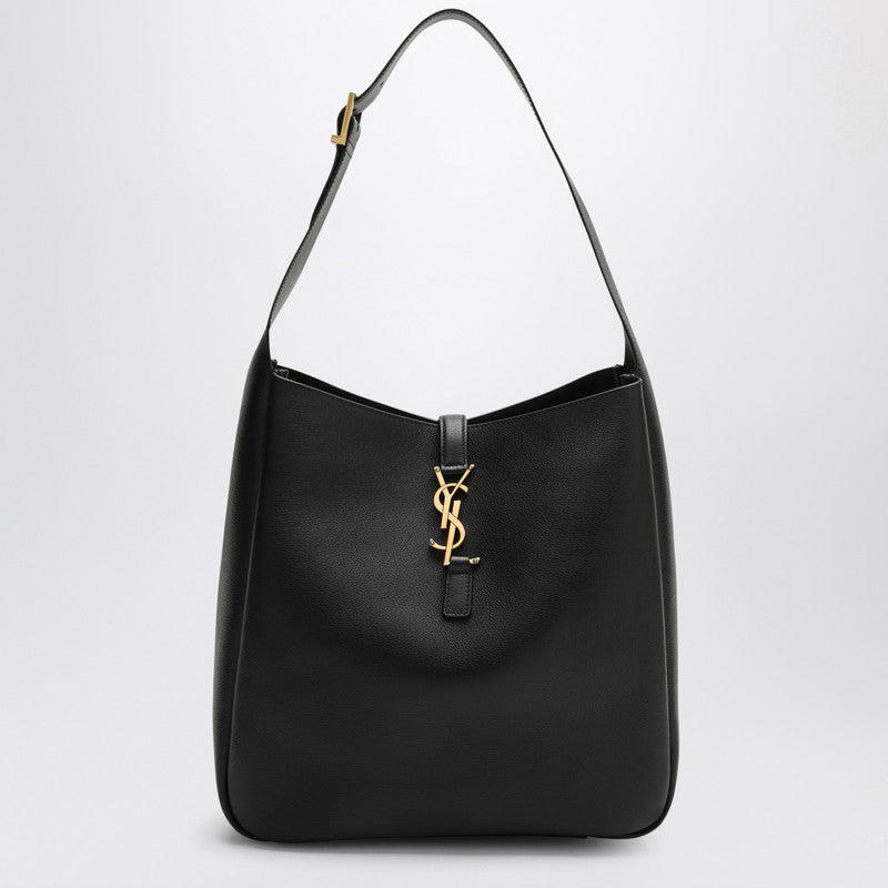 Saint Laurent Large Le 5 à 7 Smooth Black Leather Shoulder Bag Black
