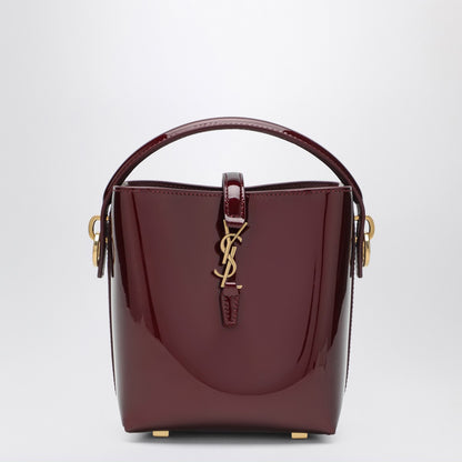 Saint Laurent Mini Le 37 Bucket Bag in Burgundy Patent Leather