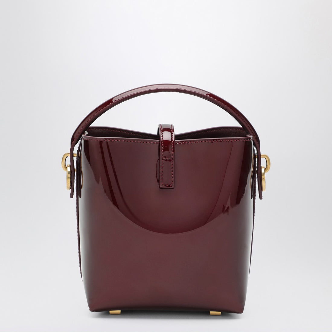Saint Laurent Mini Le 37 Bucket Bag in Burgundy Patent Leather burgundy