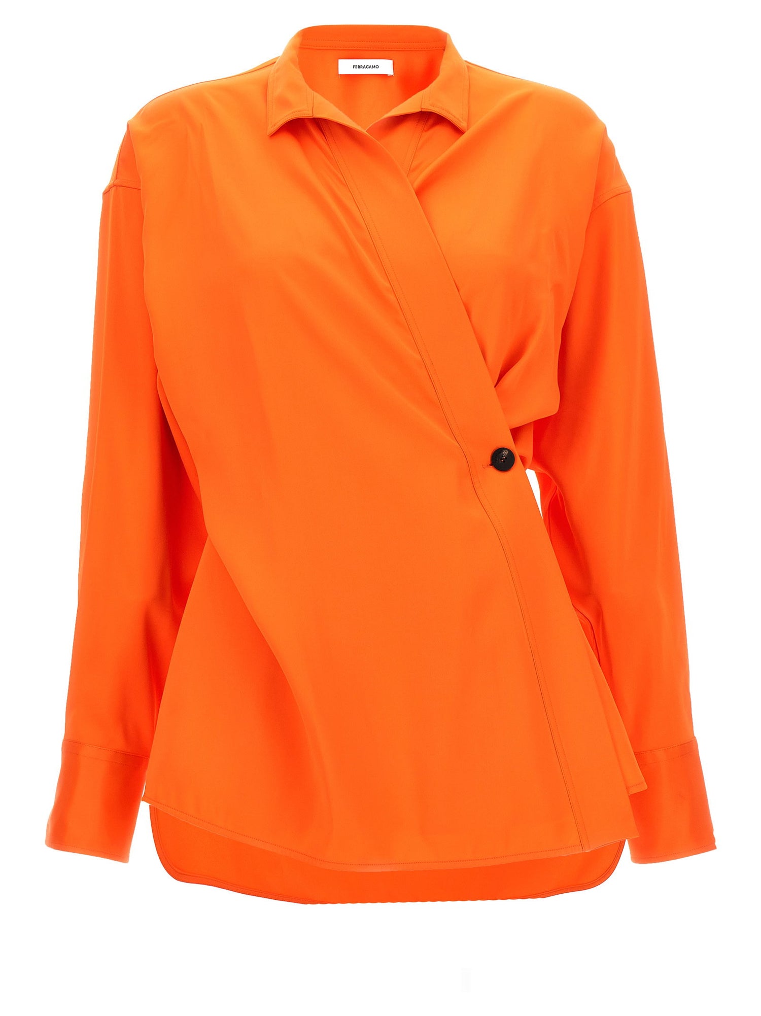 Ferragamo Satin Asymmetric Shirt Orange