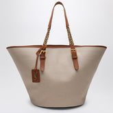 Saint Laurent Desert Canvas and Leather Shoulder Bag Brown