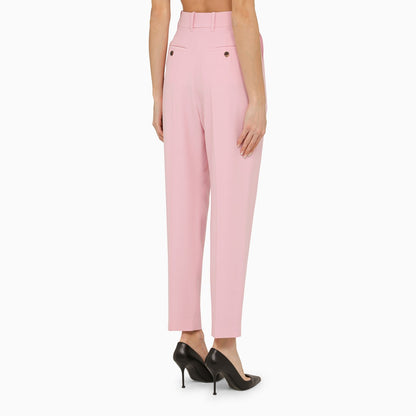 Alexander McQueen Regular Pleated High-Waisted Pink Trousers Pink