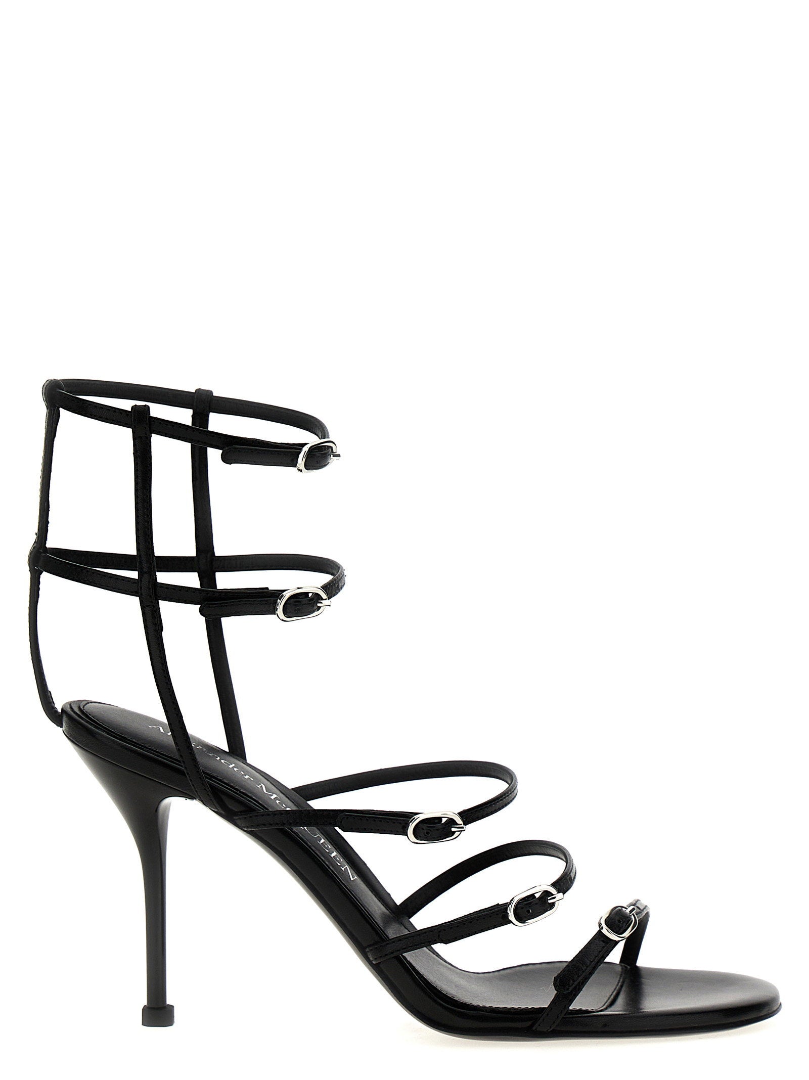 Alexander McQueen Strap Leather Sandals Black