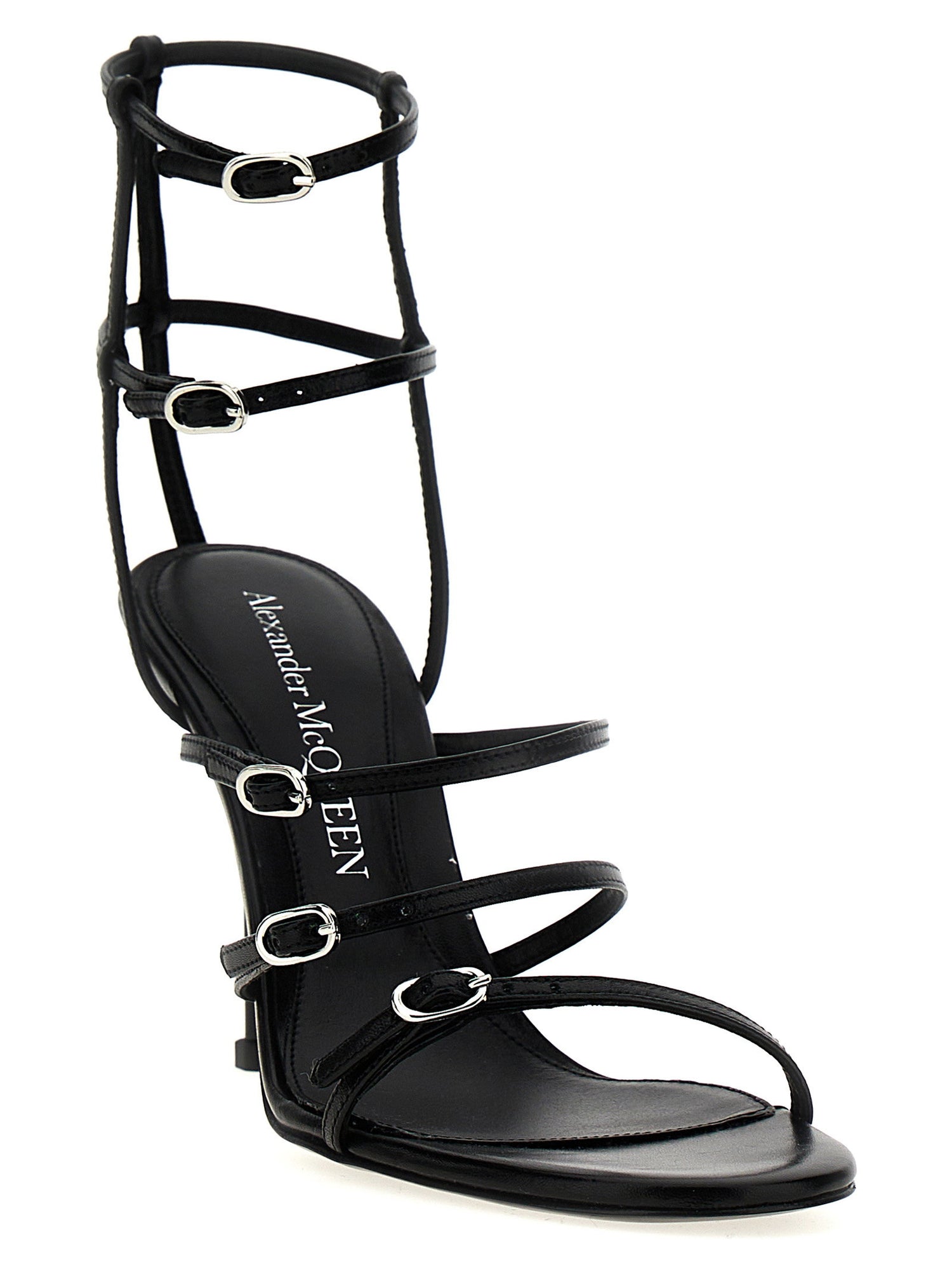 Alexander McQueen Strap Leather Sandals Black