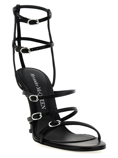 Alexander McQueen Strap Leather Sandals Black