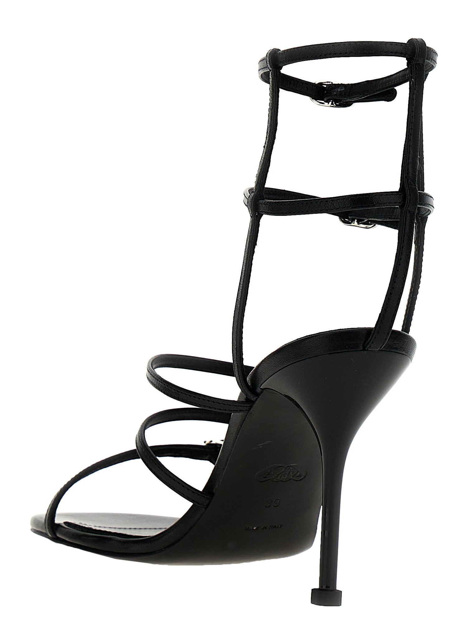 Alexander McQueen Strap Leather Sandals Black