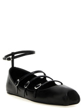 Alexander McQueen Leather Strap Ballet Flats Black