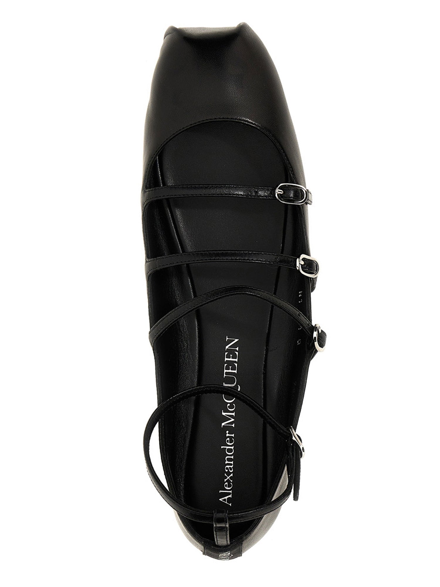 Alexander McQueen Leather Strap Ballet Flats Black