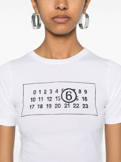 MM6 Maison Margiela Numeric Print T-shirts White