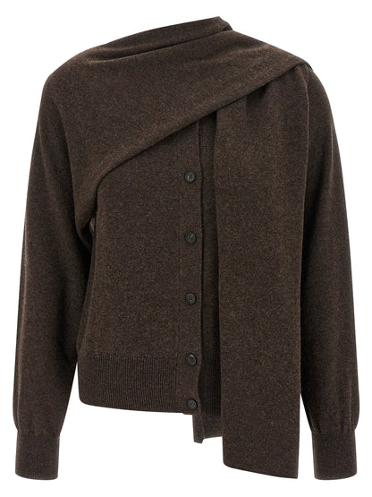 Ferragamo Scarf Cardigan Brown