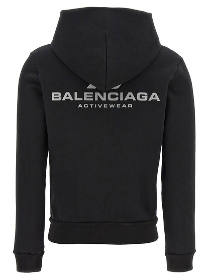 Balenciaga Logo Print Hoodie Black