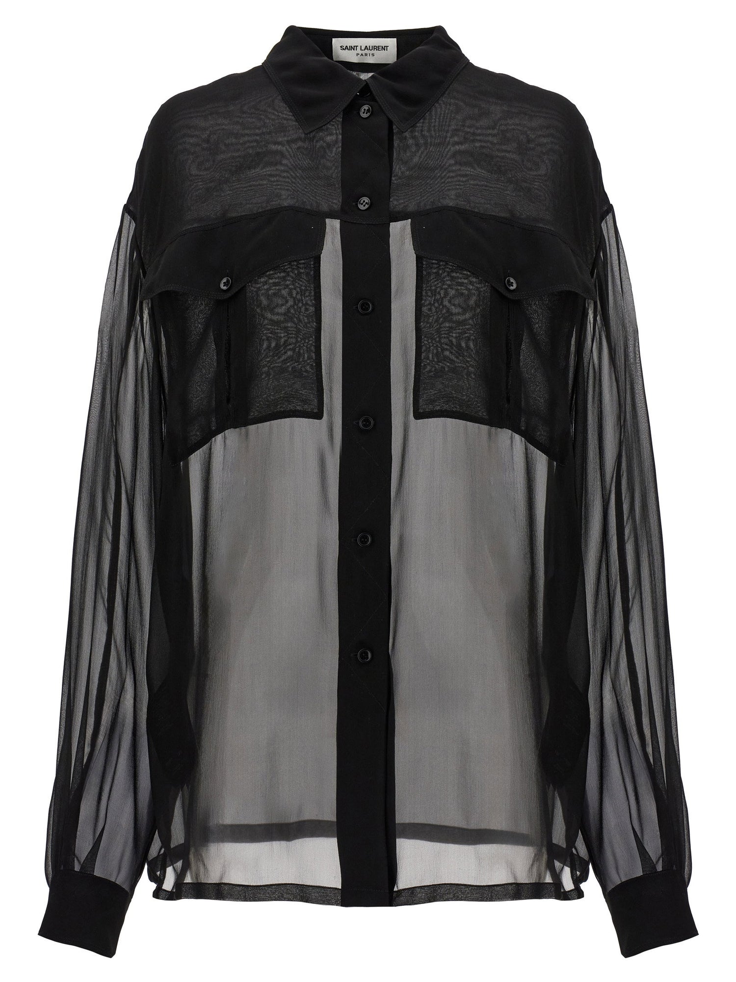 Saint Laurent Silk Muslin Shirt Black
