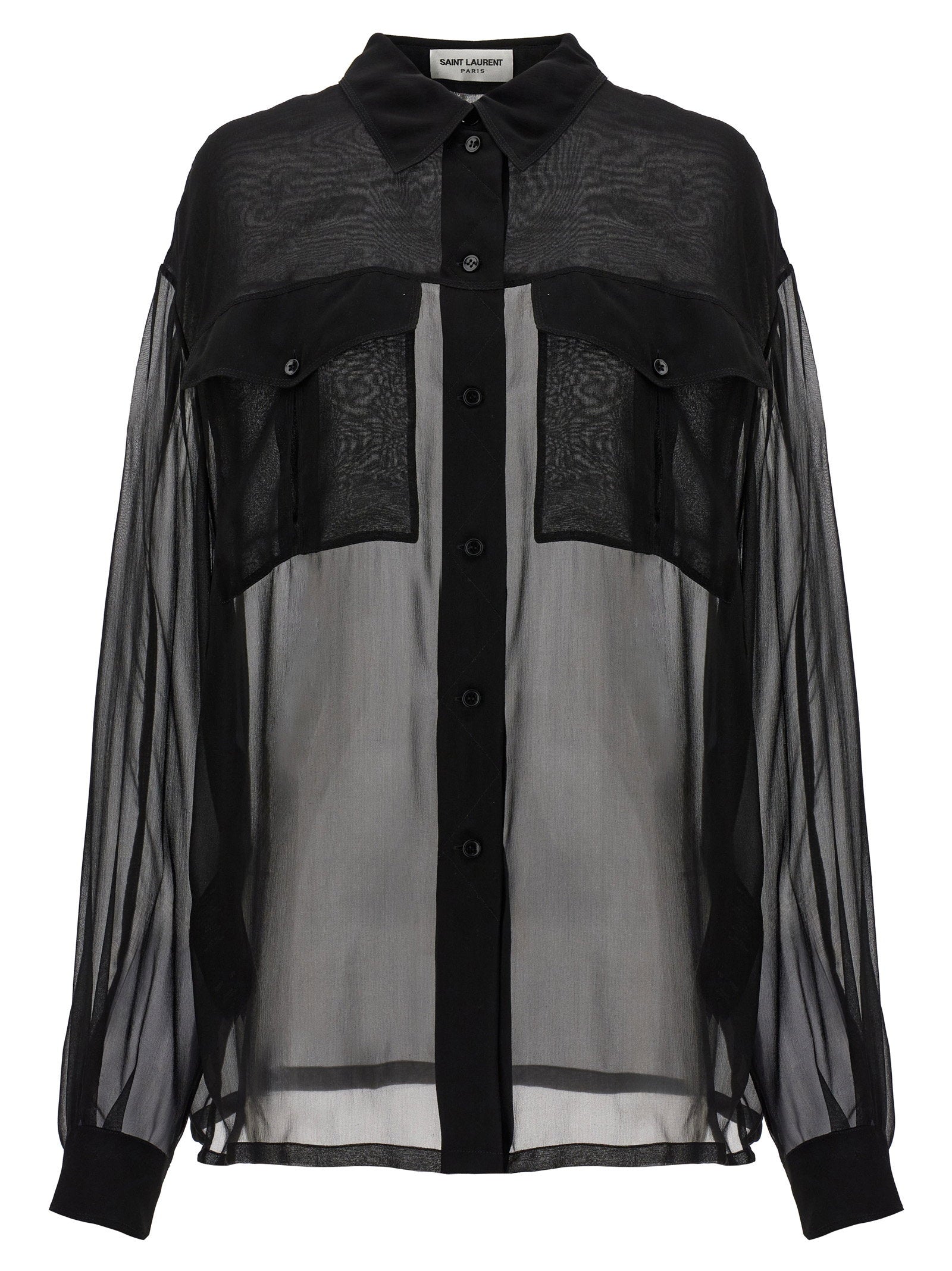 Saint Laurent Silk Muslin Shirt Black