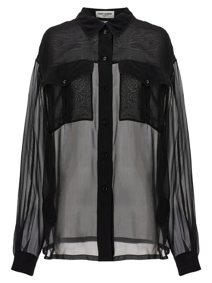 Saint Laurent Silk Muslin Shirt Black