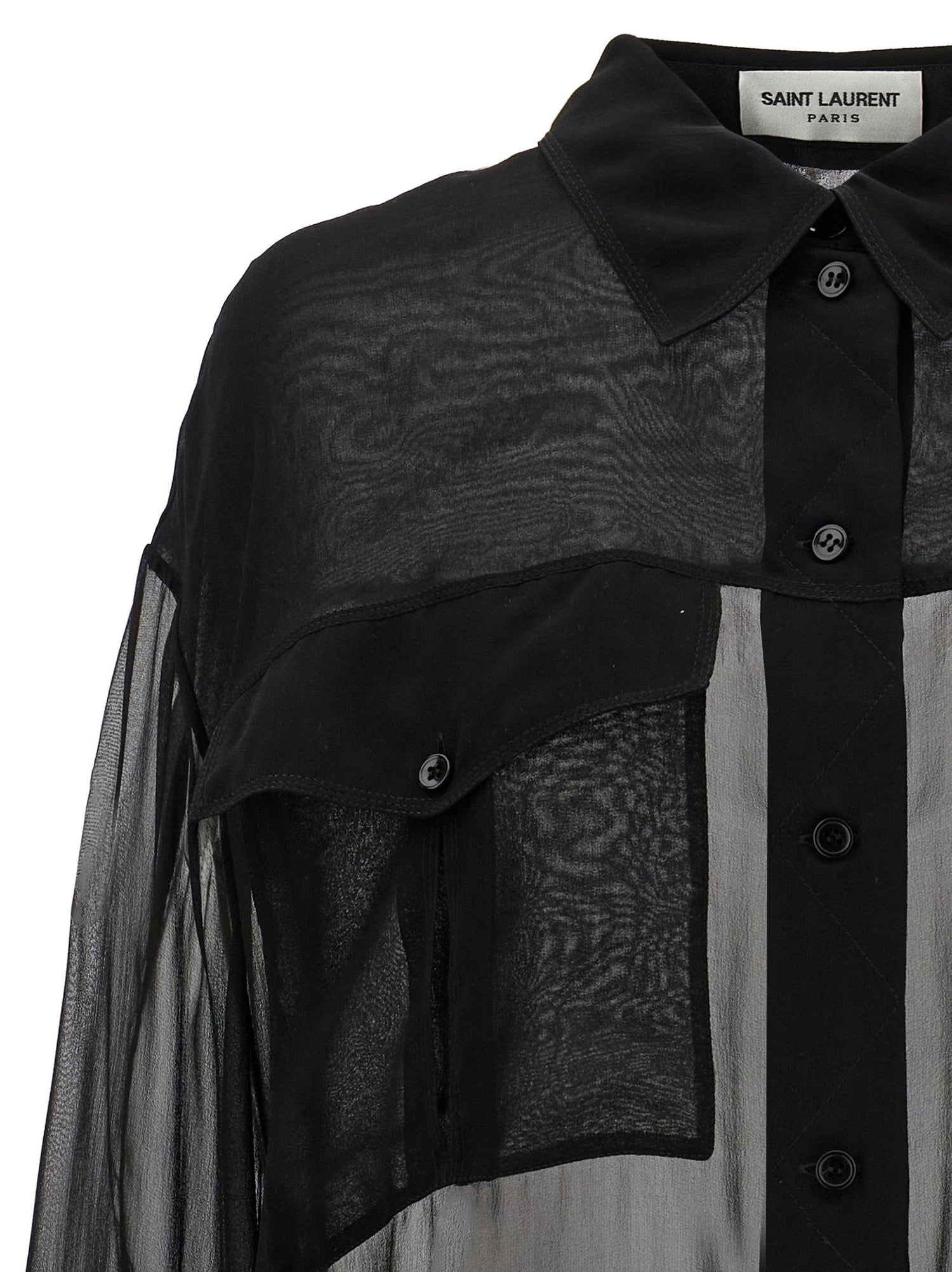 Saint Laurent Silk Muslin Shirt Black