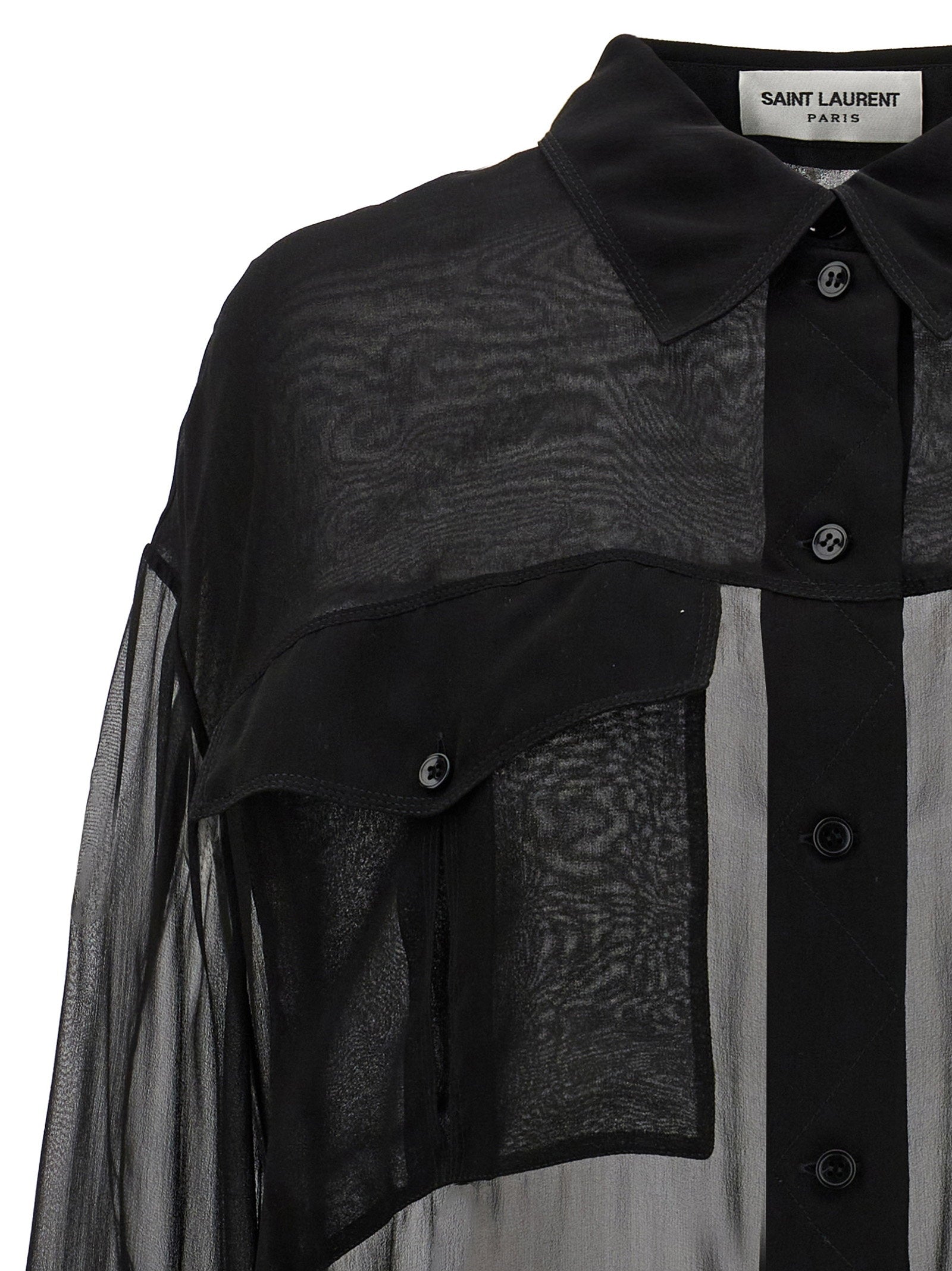 Saint Laurent Silk Muslin Shirt Black