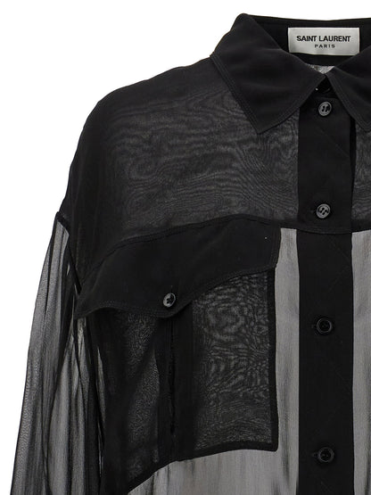 Saint Laurent Silk Muslin Shirt Black