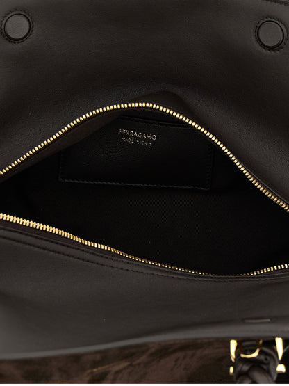 Ferragamo Scarf Th S Handbag Brown