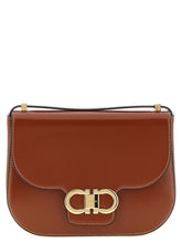 Ferragamo Double Gancini Closure Shoulder Bag Brown