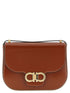 Ferragamo Double Gancini Closure Shoulder Bag Brown
