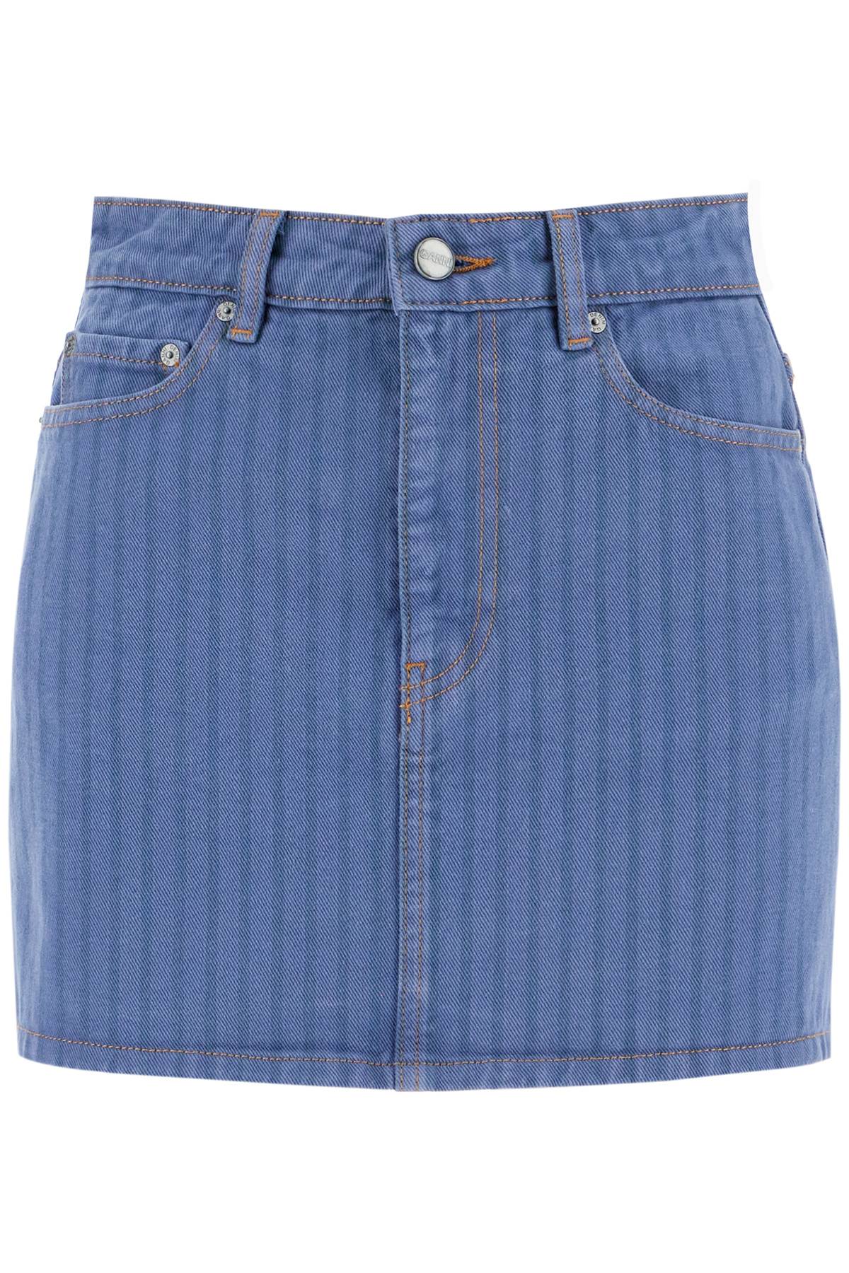 Ganni striped overdyed denim mini skirt