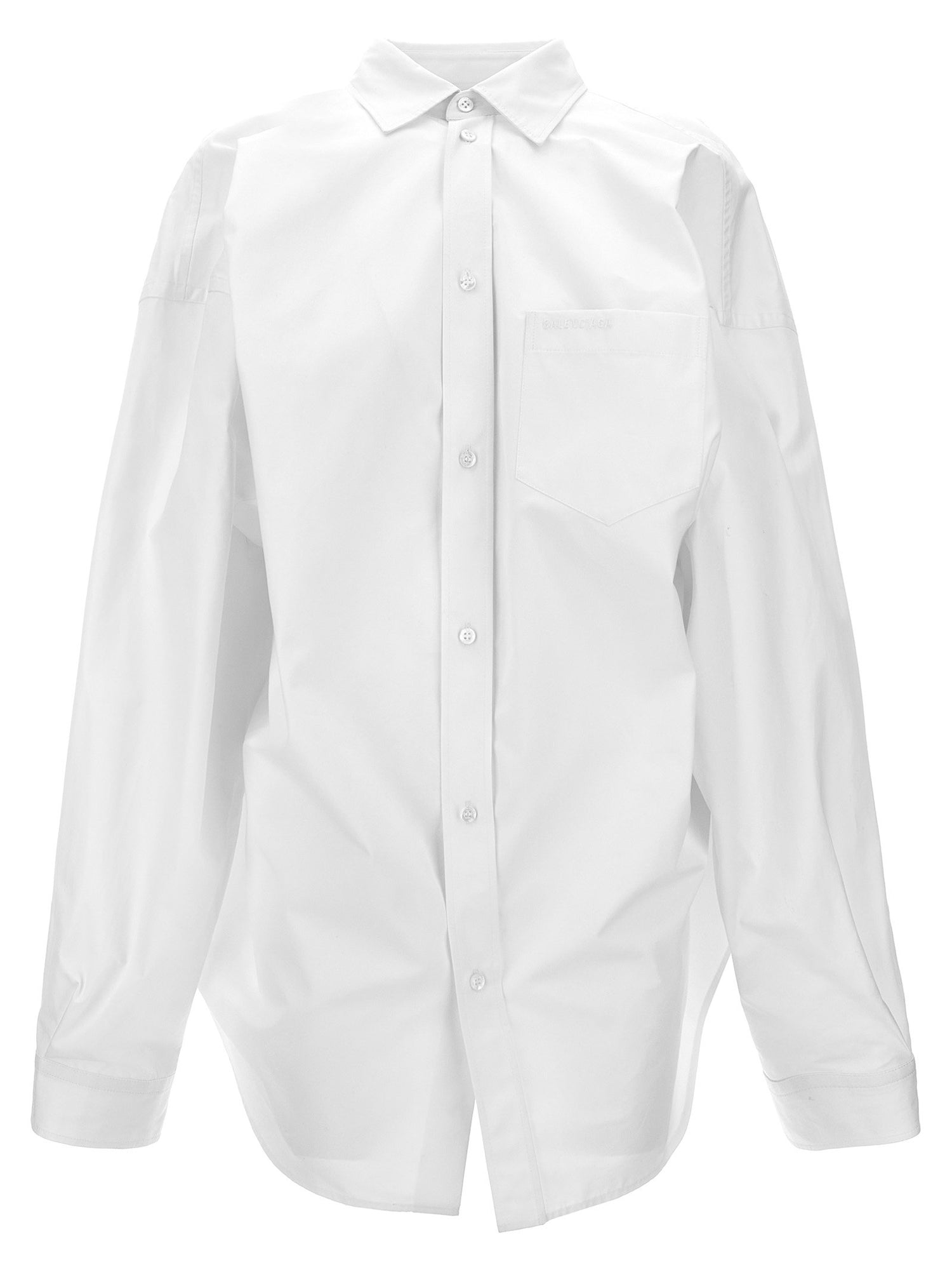 Balenciaga Asymmetric Shirt With Logo Embroidery White