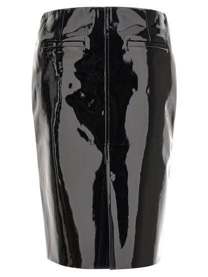 Ferragamo Patent Skirt Black  