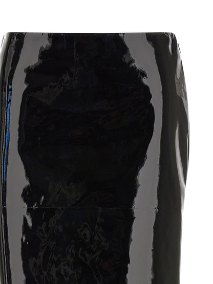 Ferragamo Patent Skirt Black  