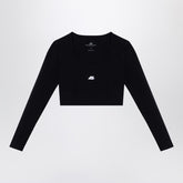 Balenciaga Black Matte Nylon-Blend Crew-Neck Long-Sleeve Top Black