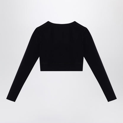 Balenciaga Black Matte Nylon-Blend Crew-Neck Long-Sleeve Top Black