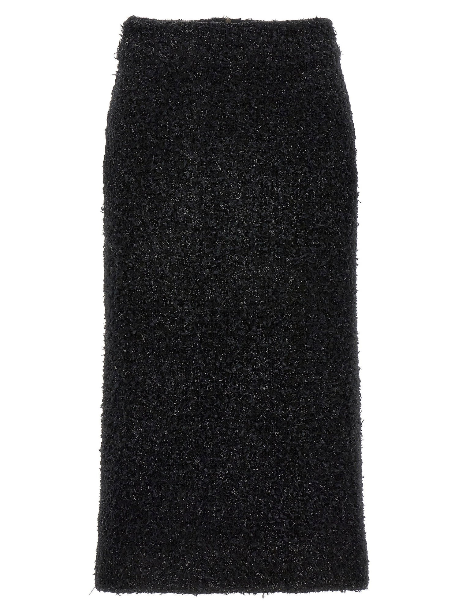 Balenciaga Tweed Midi Skirt Black