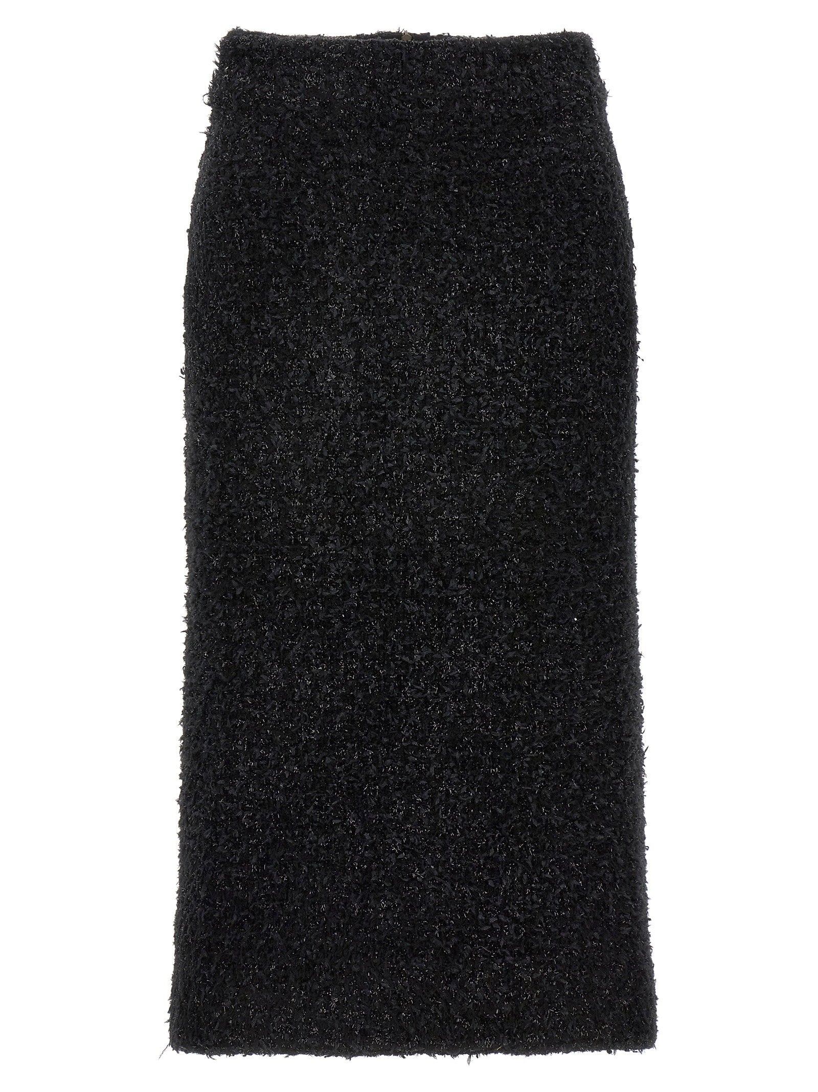 Balenciaga Tweed Midi Skirt Black
